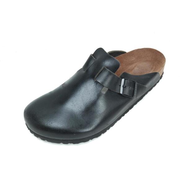 Birkenstock Boston Clogs Leather Black Mens Shoes Slip On Sz 43